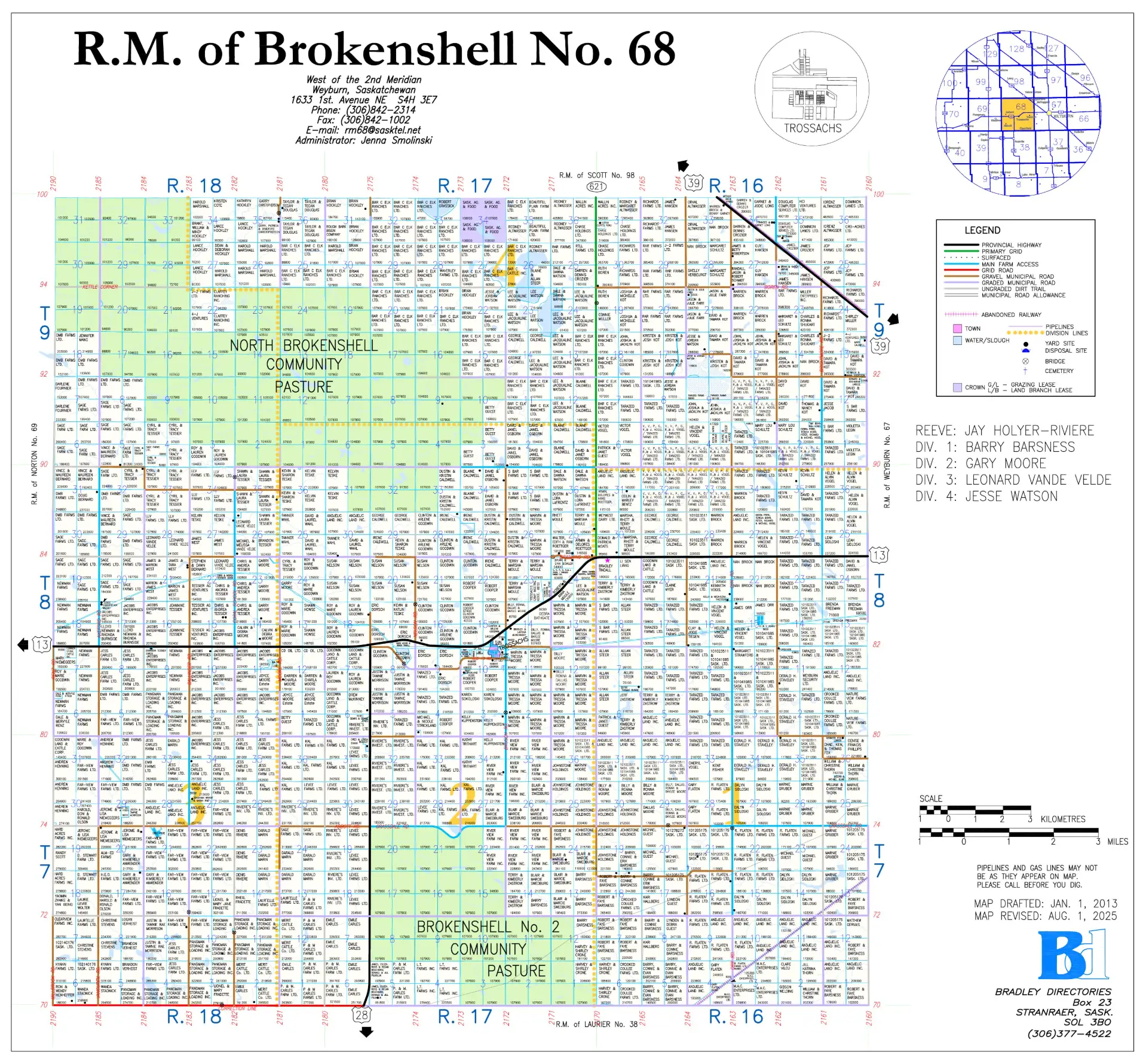 Preview of the 2025 R.M. of Brokenshell No. 68 map (full version available by clicking link to PDF)